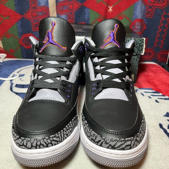 Air Jordan Retro 3 Black and Purple Sneakers Sz 13 - Picture 5 of 9